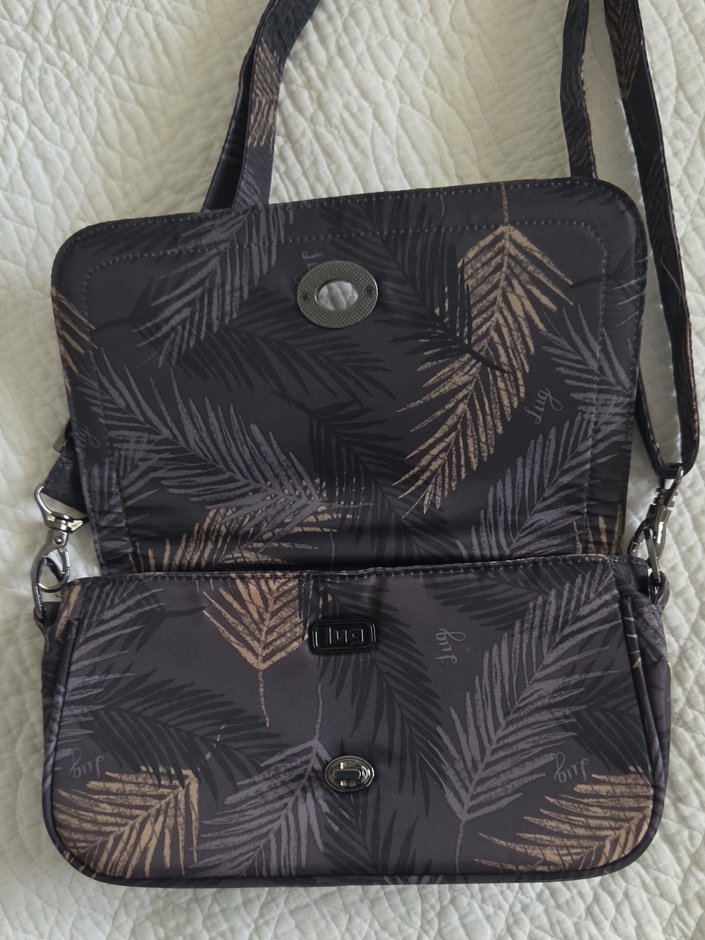 lug Quilted Black Crossbody with Palm-Print Accent - Picture 8 of 12